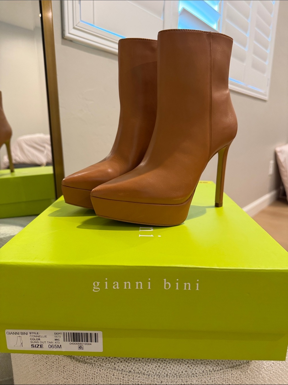Gianni Bini Tan Platform Stiletto Ankle Boots